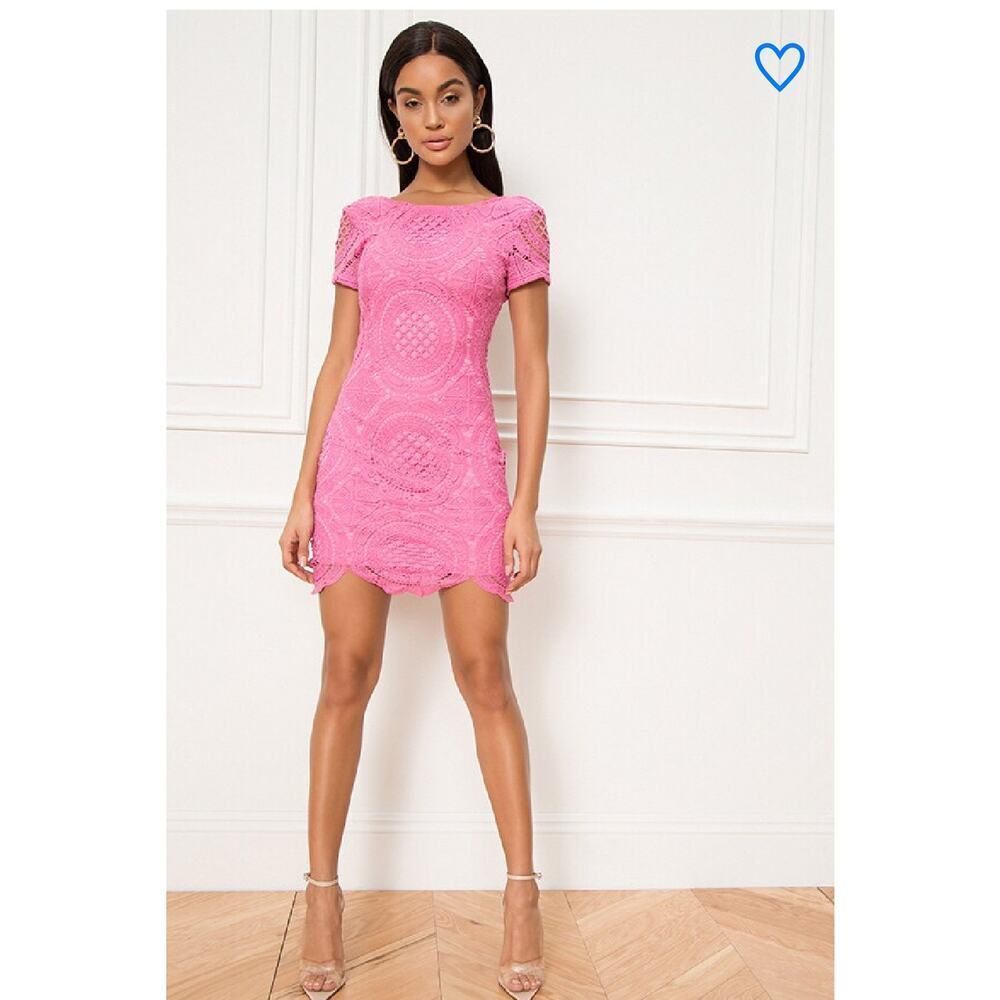 Superdown Pink Vita Open Back Mini Dress Size Small Lace Crochet Cocktail Event